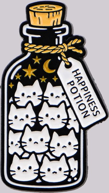 Ramulus Brosche Flasche Katze Emaille, Unisex - Bild 1