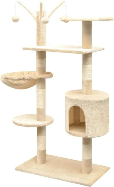 vidaXL Katzen-Kratzbaum Beige mit Höhle, Hängematte und integriertem Spielzeug - Bild 1