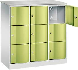 C+P Schließfachschrank Resisto mit 3 Abteilen und 9 Fächern, Lichtgrau/Clowngrün, B/T/H: 114,8 x 54,0 x 125,5 cm - Bild 1