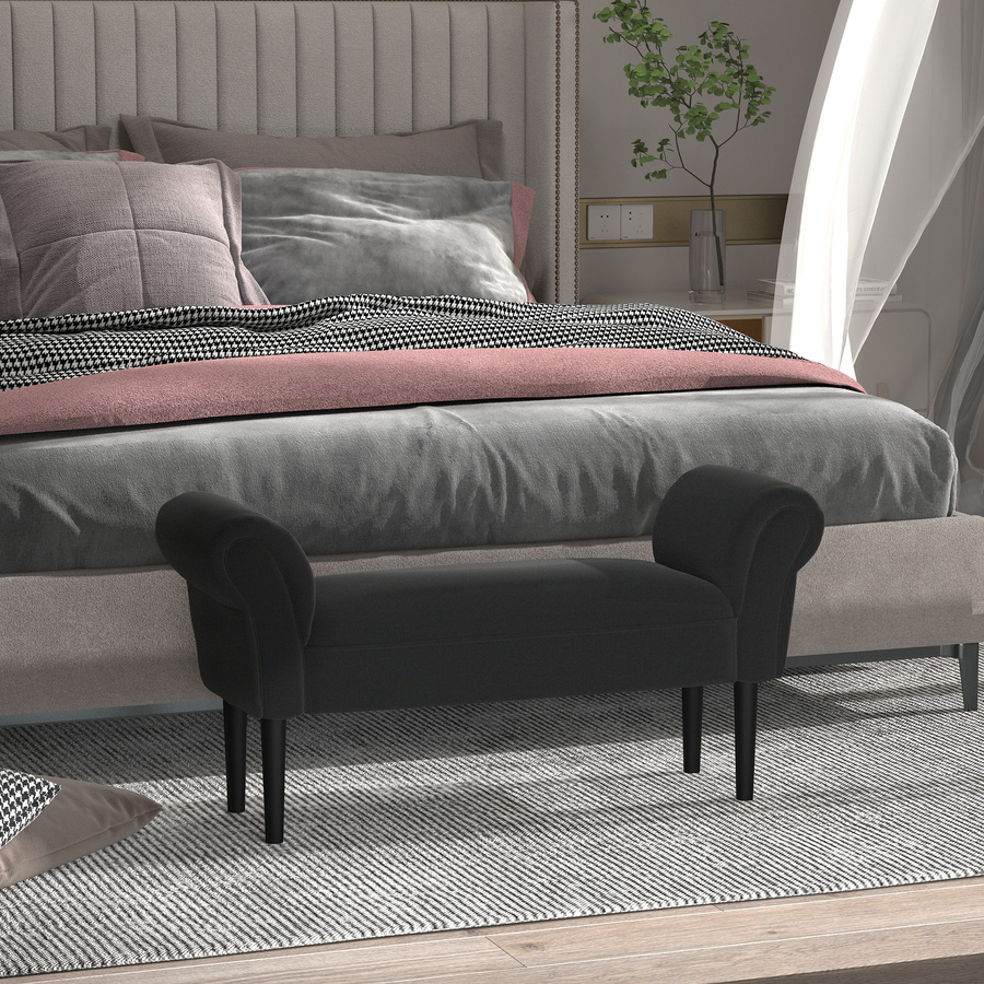 HOMCOM Polsterbank als Sitzbank für Schlafzimmer und Flur, Schwarz, B/T/H: 102 x 31 x 51 cm - Bild 2