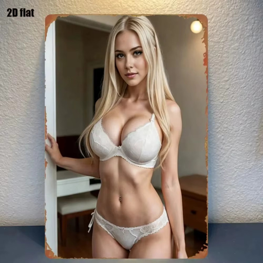 Brand X Metall-Wandschild mit weißer Spitzenfigur-Kunst, rechteckiges Wanddekor für dein Wohnzimmer, Breite: 20,32 cm - Bild 2