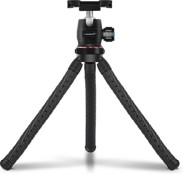 Andoer Flexibles Stativ mit drehbarem Kugelkopf für Handy, DSLR und spiegellose Kameras in Schwarz - Bild 1