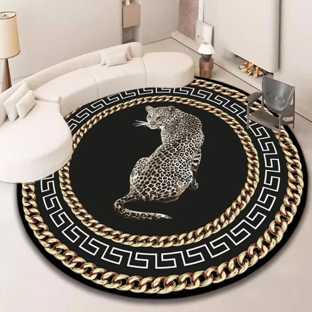 VIKAMA Plüschteppich Leopard Design in Schwarz für Wohnzimmer und Schlafzimmer - Bild 1