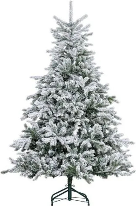 HOMCOM Weihnachtsbaum mit künstlichem Schnee in Grün und Weiß, 180 cm Höhe, mit Metallfuß - Bild 1