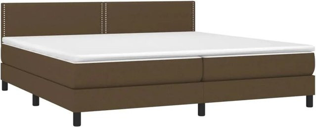 vidaXL Boxspringbett Hybrid mit Matratze und LED-Unterbettbeleuchtung sowie USB-Anschluss, Dunkelbraun, B: 200 cm, T: 200 cm, H: 78 cm - Bild 1