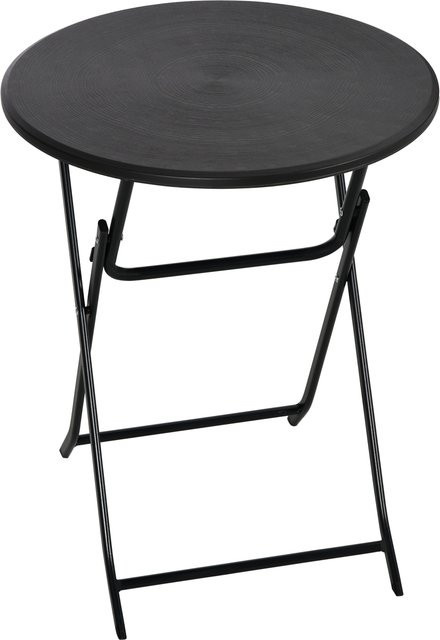 Outsunny Runder Klapptisch in Holzoptik für Garten und Terrasse, Grau, B/T/H: 60 x 60 x 73 cm - Bild 1