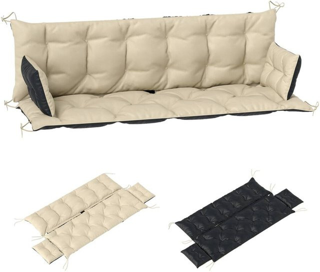 Outsunny Sitzkissen-Set beige und schwarz aus Polyester, wasserabweisend und gesteppt, B/H/L: 110 x 8 x 180 cm - Bild 1