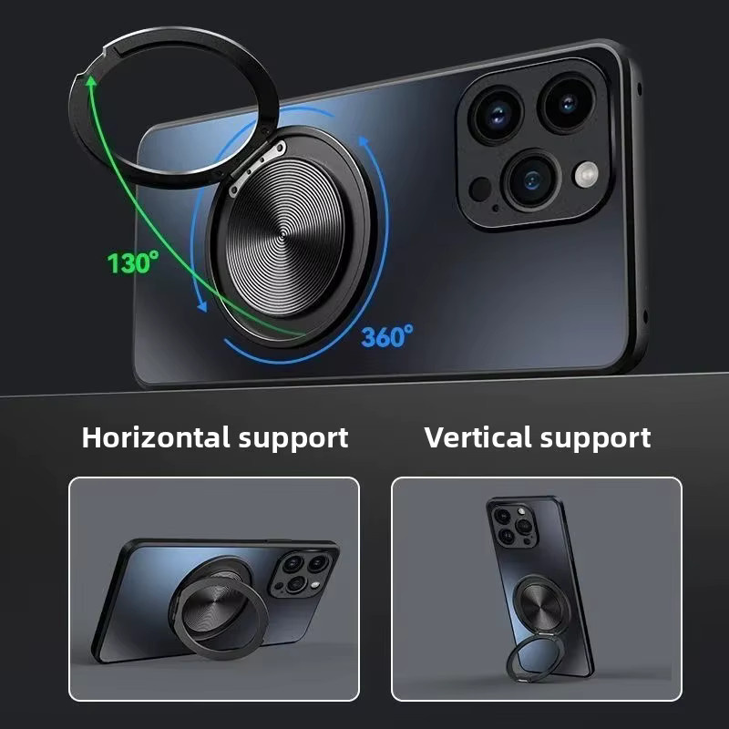 Magnetische Metall Schutzhülle mit Ringhalter für Motorola Moto G57 G67 Power G06 G86 G56 G66Y G66J Edge 70 60 S Pro Fusion Stylus in Schwarz - Bild 2