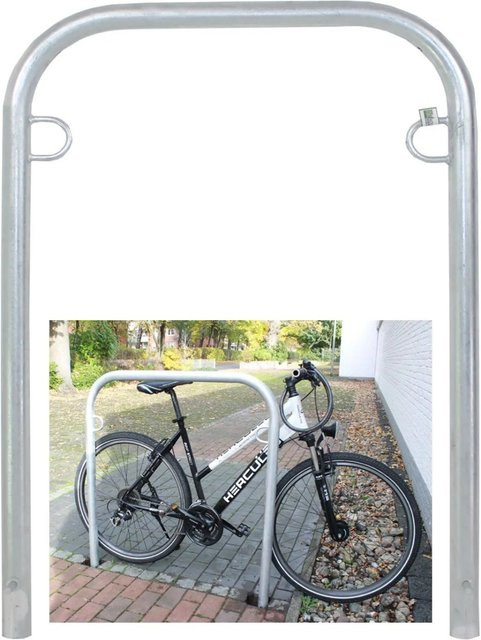 TRUTZHOLM Fahrradanlehnbügel Typ U aus Stahl in Silber, B/H: 114 x 78 cm, Durchmesser: 49 mm - Bild 1