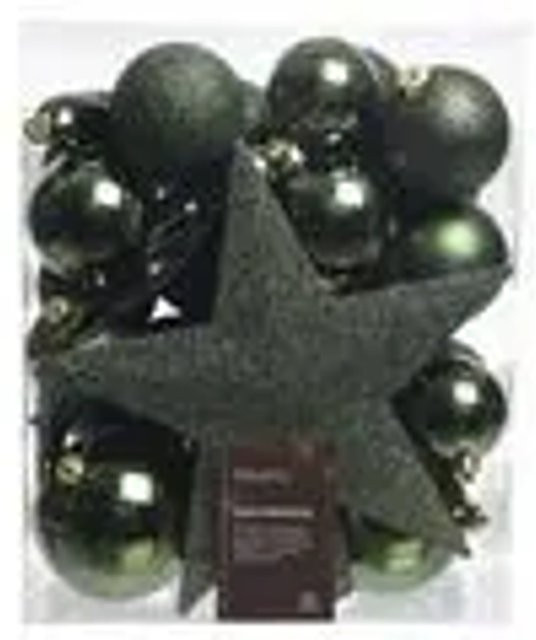 Kaemingk Weihnachtsbaumkugeln Bruchfest Grün, 33 Stück, Durchmesser: 8 cm - Bild 1