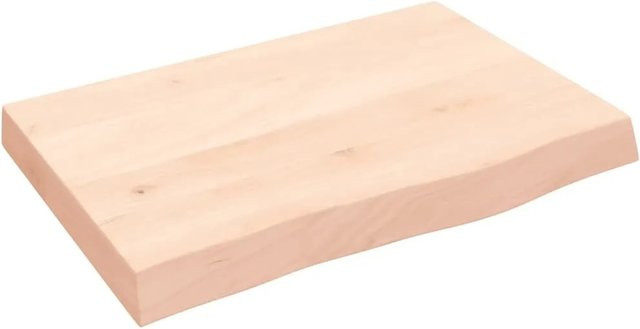 vidaXL Tischplatte aus Massivholz Eiche Unbehandelt, Farbe: Natur, B: 60 cm, T: 40 cm, H: 2-6 cm - Bild 1