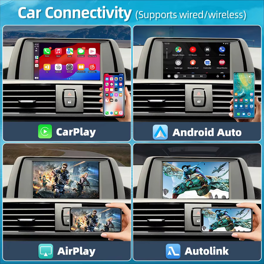 Junsun Wireless CarPlay und Android Auto Modul für BMW NBT und CIC Systeme, Schwarz - Bild 2