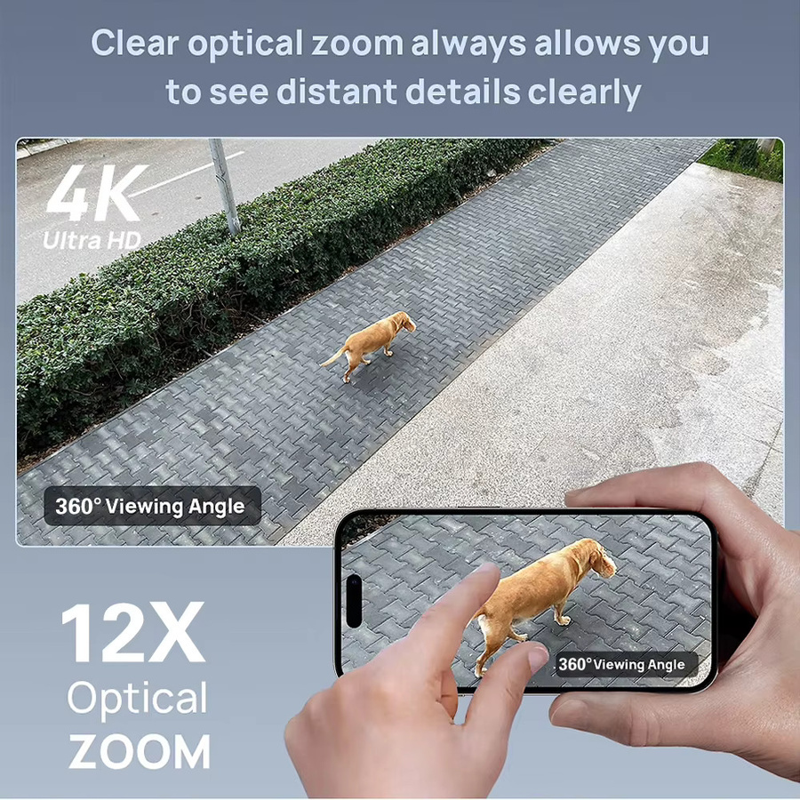 Aegiscam 2er-Set 8MP PoE PTZ Sicherheitskameras für den Außenbereich, Weiß, 12-fach optischer Zoom, IP66 wasserdichte Dome-CCTV-Kameras mit 360° Pan-Control, Audioaufnahme und App-Steuerung - Bild 2
