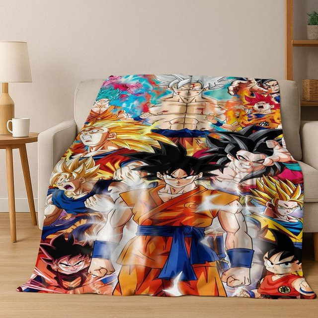 MINISO Flanelldecke mit 3D Japanischem Anime D-Dragon B-Ball Design, weiche und warme Überwurfdecke aus Polyester in Multicolour - Bild 1