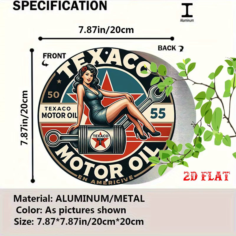 Vintage Texaco Metallschild mit Mechaniker-Frau und Schraubenschlüssel Design, mehrfarbig - Bild 2