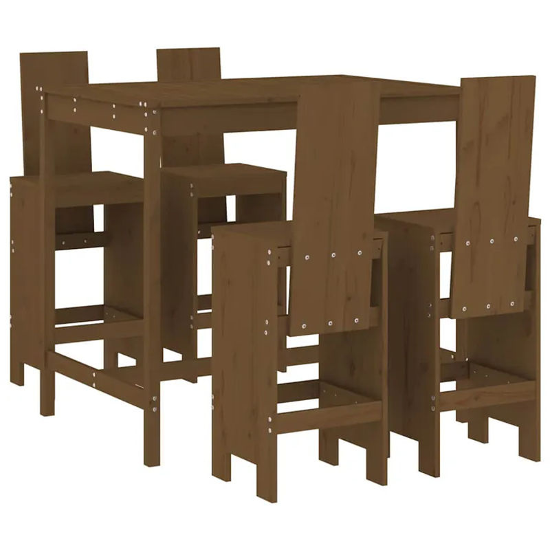 Vidaxl Garten-Bartisch-Möbelset aus Kiefer Holz, 5-teilig, Honigbraun - Bild 2
