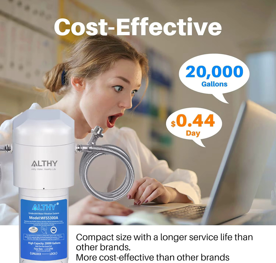 ALTHY Trinkwasserfilterreiniger unter der Spüle, NSF/ANSI-zertifiziertes Direct Connect Filtrationssystem, Weiß - Bild 2