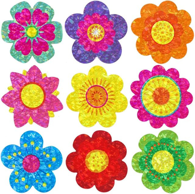 TYFYO Laser-Blumen-Aufkleberrolle mit 500 Stück, wasserdichte Siegelaufkleber in Multicolour, 2,5 cm Durchmesser - Bild 1
