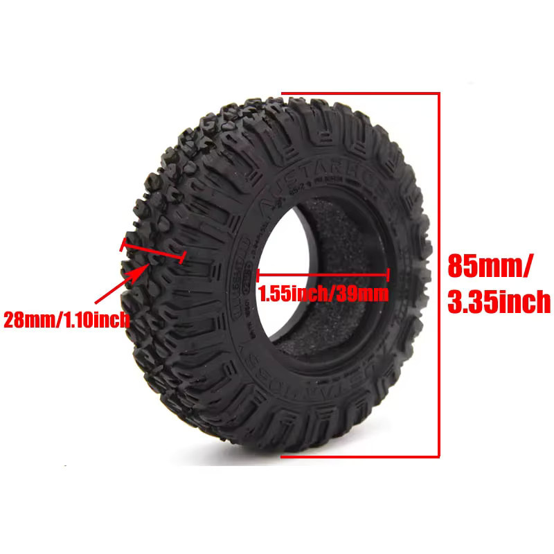 NeebRC RC Gummi Reifen, 4-teiliges Set, Schwarz - Bild 2