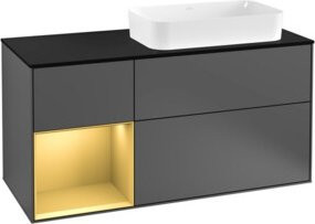 V&B Waschtischunterschrank Finion in Anthrazit mit Regalfach links, Breite: 120 cm, Tiefe: 50,1 cm, Höhe: 50,1 cm - Bild 1