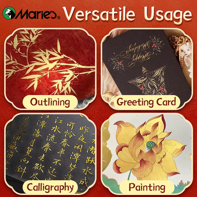 Marie's Golden Sumi-Tinte Gold, traditionelle chinesische Tusche für Kalligrafie und Malerei, 100 g - Bild 4