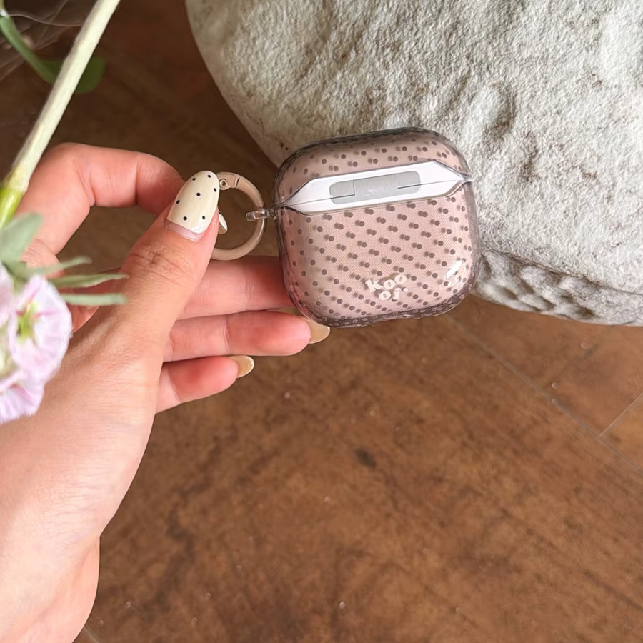 Braune halbtransparente Kopfhörer-Schutzhülle mit Polka-Dot-Muster und glänzender Oberfläche für Apple AirPods 1, 2, 3, 4 und Pro/Pro 2/Pro 3 - Bild 6