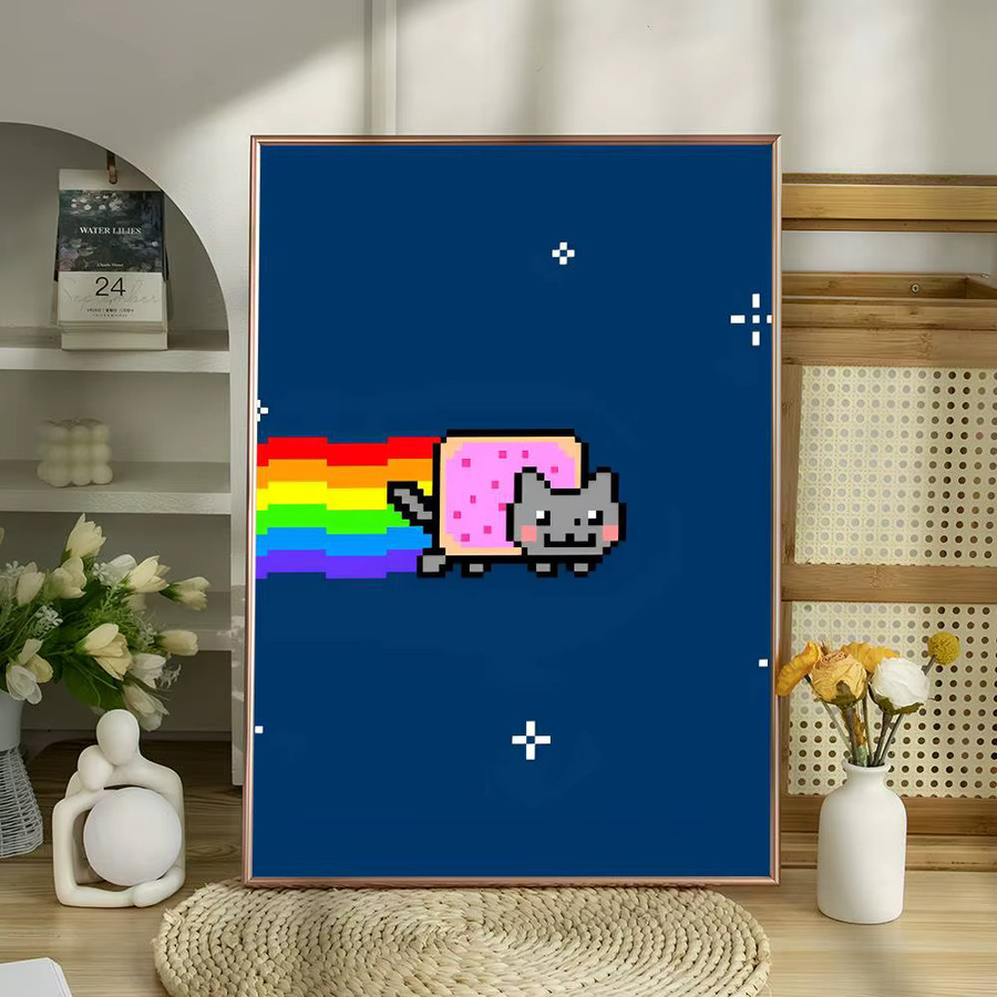 Rastar Nyan Cat Poster Aufkleber Wasserdruck Wandkunst für Wohnzimmer und Schlafzimmer, Mehrfarbig - Bild 5