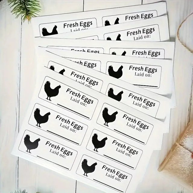 Weiße Eierkarton-Datumsmarkierungsetiketten aus Papier, 20 Blatt pro Packung mit jeweils 6 Aufklebern, Aufklebergröße: 3 x 9 cm - Bild 1