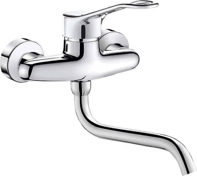 Delabie Einhebelmischer für Wandmontage mit Schwenkauslauf in Chrom, Farbe: Silber - Bild 1