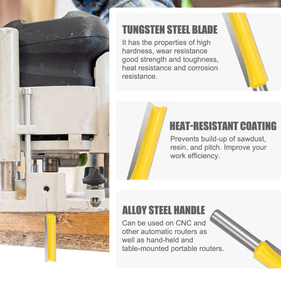 XCAN Erweiterter gerader Fräser mit 1/4 Zoll Schaft, Doppel-Kante Hartmetall Fräser für CNC Router, Silber - Bild 2
