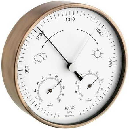 TFA Dostmann Analoge Wetterstation für innen und außen in Gold mit Glas und Metall