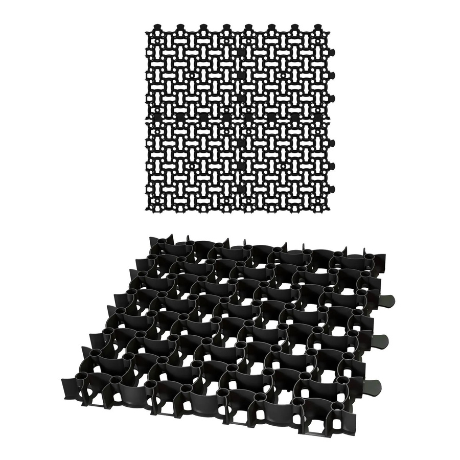 BigDean Rasengitter Paddockplatten aus Kunststoff in Schwarz, 4 Stück, B/T/H: 50 x 50 x 4 cm - Bild 2