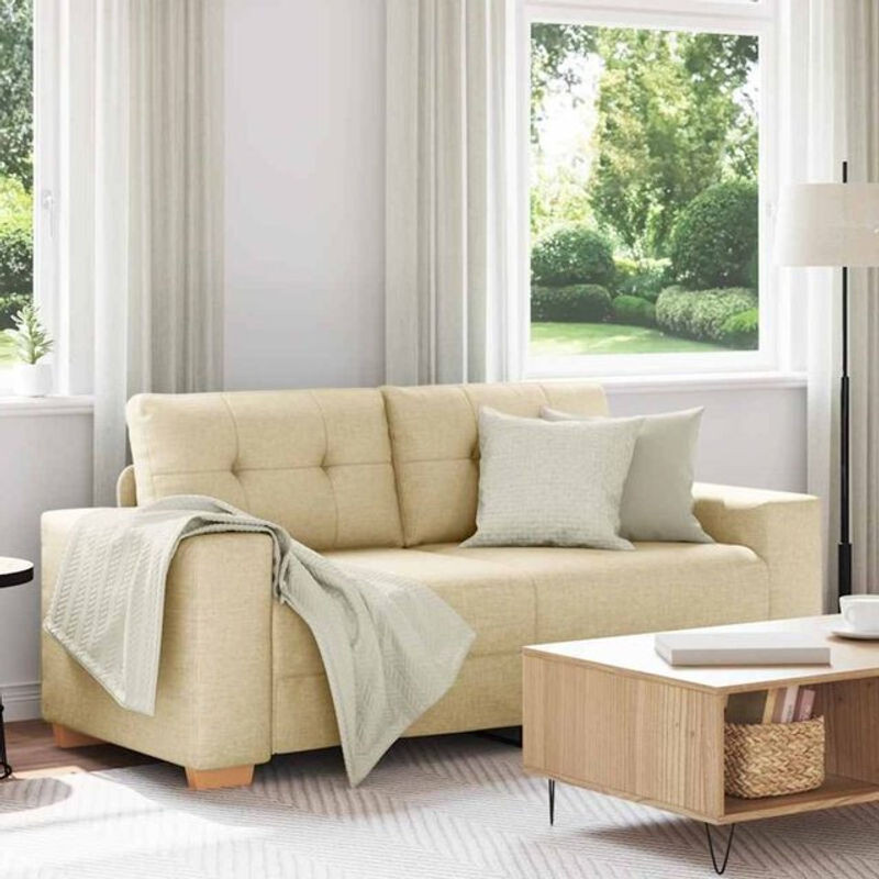 Vidaxl Loveseat-Sofa als 2-Sitzer in Beige aus modernem Stoff und Polyester, Breite: 140 cm - Bild 1