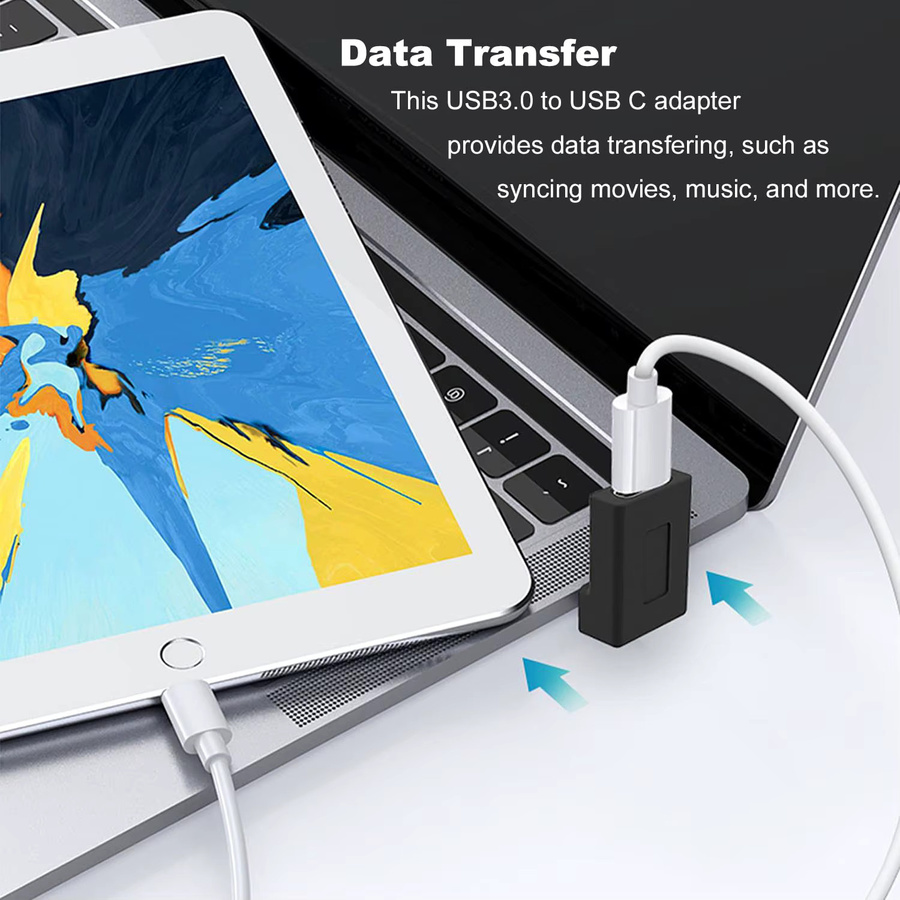 NNBILI USB 3.0 auf USB-C Adapter, 90-Grad-Winkel USB-A Stecker auf USB-C Buchse, Schwarz - Bild 2