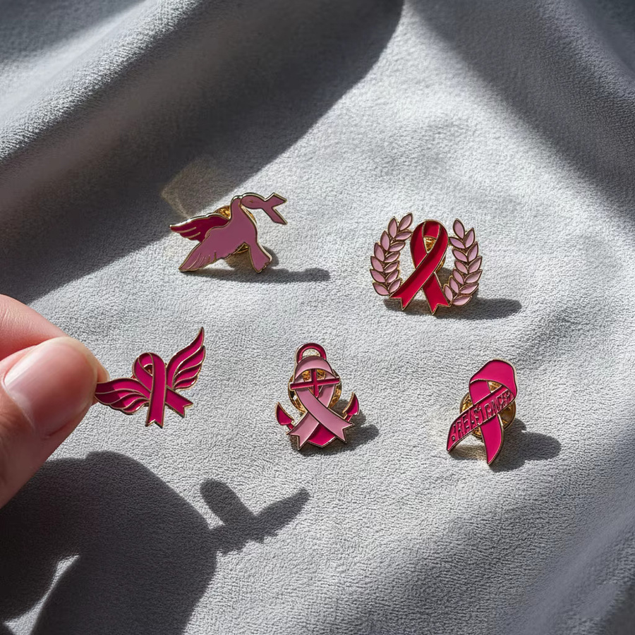 Potdemiel Anstecknadel, 5-teilig, rosa Band, Unisex - Bild 2