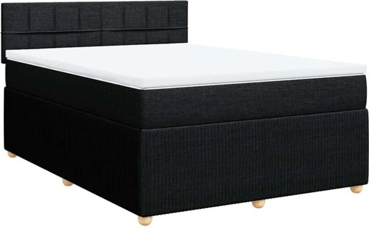 vidaxl Boxspringbett mit Matratze in Schwarz aus Stoff, B/T/H: 160 x 200 x 100,5 cm - Bild 1