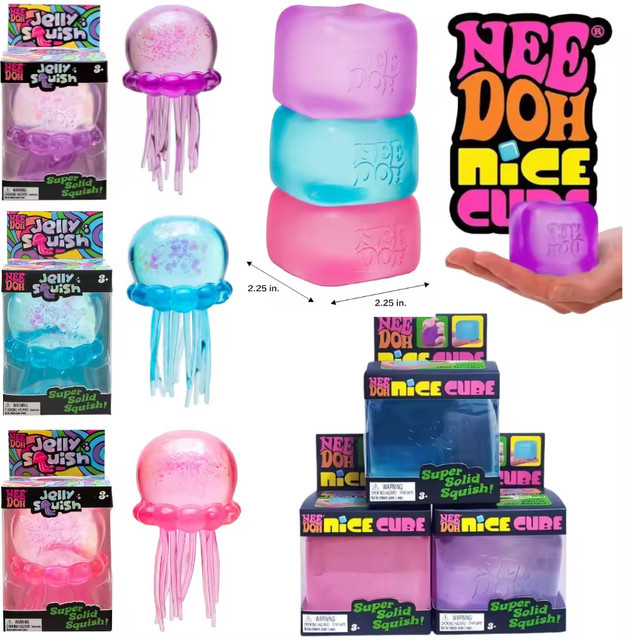 NeeDoh Quallen- & Würfel-Squish-Spielzeug, Weiches Jelly Squeeze Stressabbau-Fidget-Spielzeug, Sensorisches Spielzeug - Bild 1