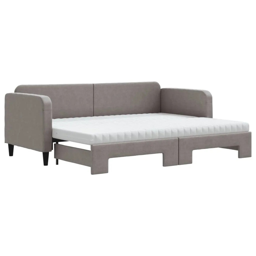 vidaXL Ausziehbares Tagesbett mit Matratze in Taupe, Modernes Polsterbett für Wohnzimmer oder Schlafzimmer, B/T/H: 200 x 80 x 75 cm - Bild 2