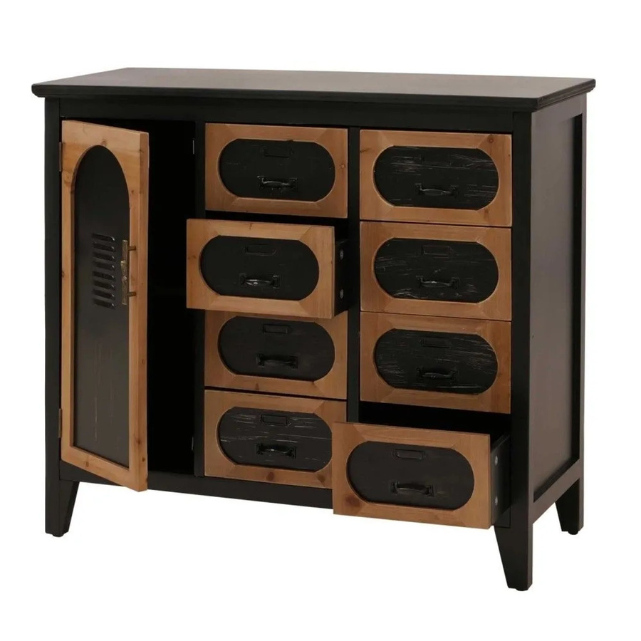 Apothekerkommode MCW-O63 im Vintage Shabby Industrial Design, Farbe Schwarz, B/T/H: 80 x 40 x 91 cm - Bild 3