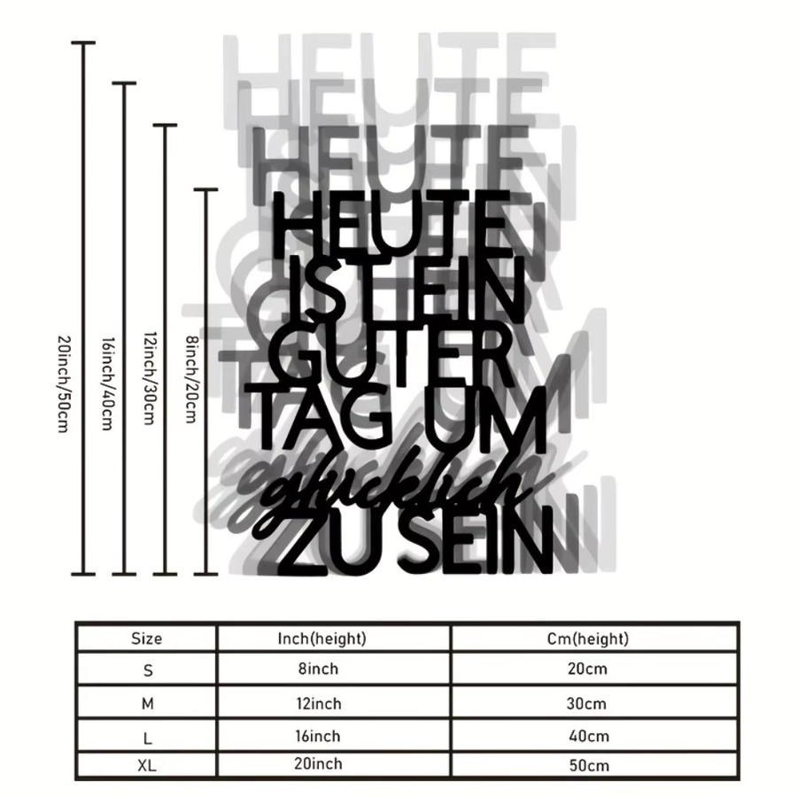 CIFBUY Vintage Eisen-Wandkunst Heute ist ein glücklicher Tag in Schwarz, Metall-Wanddekoration mit Typografie für Innen und Außen, Breite: 20,32 cm, Höhe: 20,32 cm, Tiefe: 1,0 cm - Bild 5