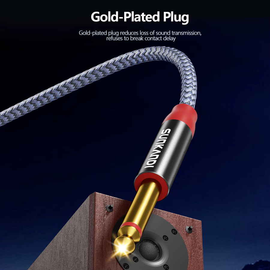 SUNKANDI Audiokabel 3,5 mm TRS auf Dual 6,35 mm 1/4 TS Mono Y Splitter Adapter, Grau - Bild 4
