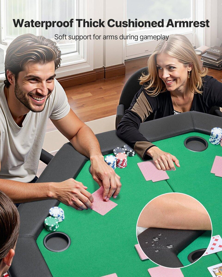 Klappbarer Pokertisch von Buying Solutions, MB für 8 Spieler, Schwarz, B/T/H: 126 x 126 x 75 cm - Bild 2