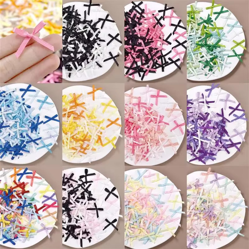 100 Stück Bunte Mini Satinband Bögen für DIY Handwerk, Scrapbooking und Dekoration - Bild 2