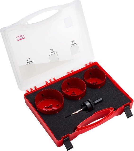 LUX-TOOLS Lochsäge-Set 4-teilig aus Stahl in Rot - Bild 1