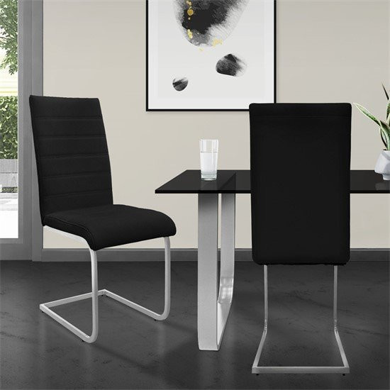 ML-Design Esszimmerstuhl Freischwinger 2er Set in Schwarz mit Kunstlederbezug - Bild 1