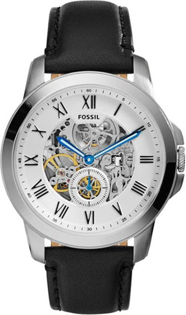 Fossil Armbanduhr Automatik, Edelstahlgehäuse, Leder, Grau, Herren - Bild 1
