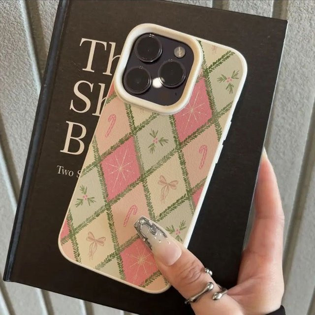 Anti-Drop TPU Handyhülle mit Schleife und Weihnachts-Zuckerstangenmuster für Apple iPhone 17 16 14 13 12 11 Air Pro Max Plus Serie in Beige und Multicolour - Bild 1