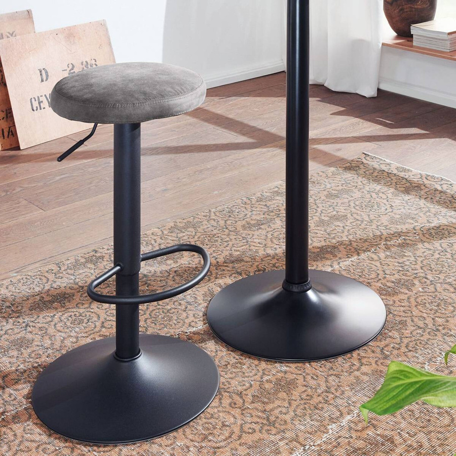 Wohnling Barhocker aus Polyester und lackiertem Eisen in Grau, B/H/T: 40 x 79 x 40 cm - Bild 4