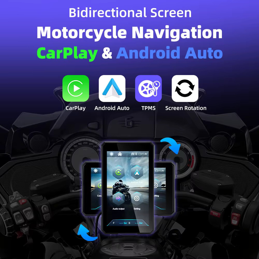 EKIY Wireless CarPlay und Android Auto Motorrad Navigation mit 5,0 Zoll tragbarem GPS-Display in Schwarz - Bild 2