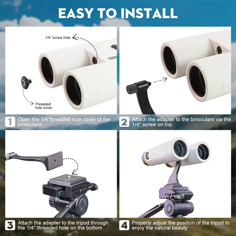 Datyson Fernglas-Stativadapter in Schwarz mit 1/4-20 Zoll Gewinde für schnelle Installation und abnehmbare Halterung - Bild 2